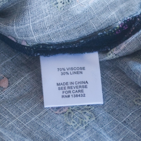 Modcloth 3X Navy Blue Cactus Plant Print Linen Blend Top - Picture 5 of 8